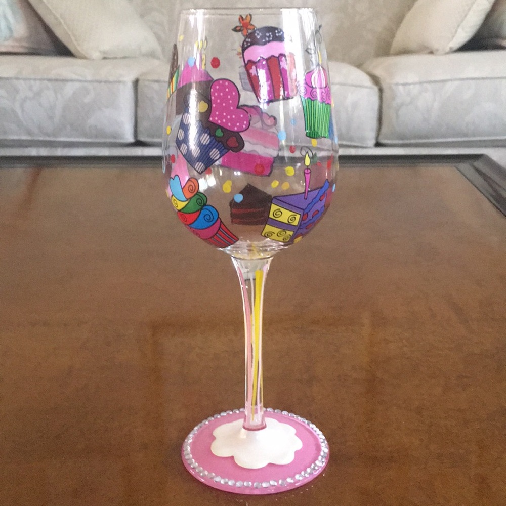 Let’s Eat Cake -Hand Painted Wine Glass